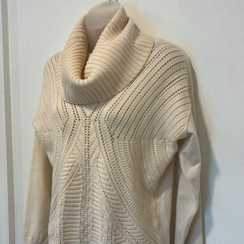 KAREN MILLEN Cream Color Wool Blend Cowl Neck Sweater Size 3